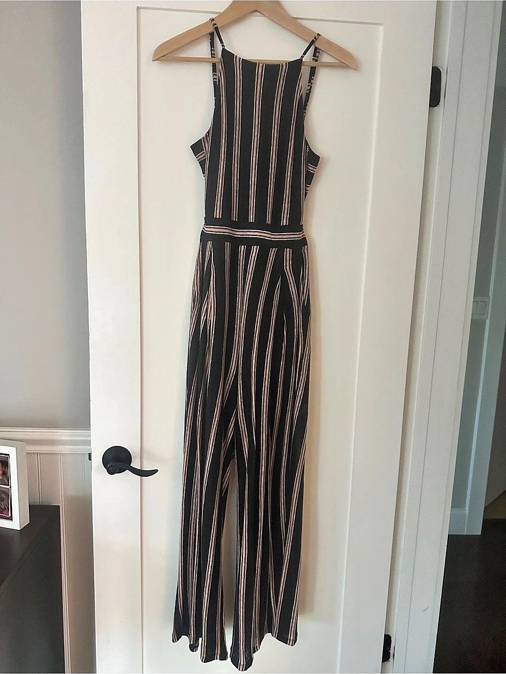 joie Striped Tie back Jumpsuit in Black & Pink Size XS